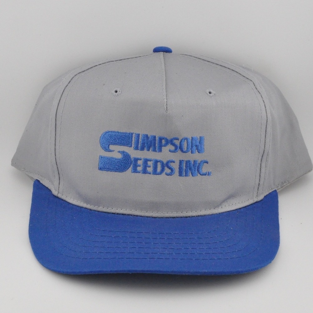 Headline Headwear Simpson Seeds‎ Hat OSFM Grey Blue Excellent Vintage Snapback